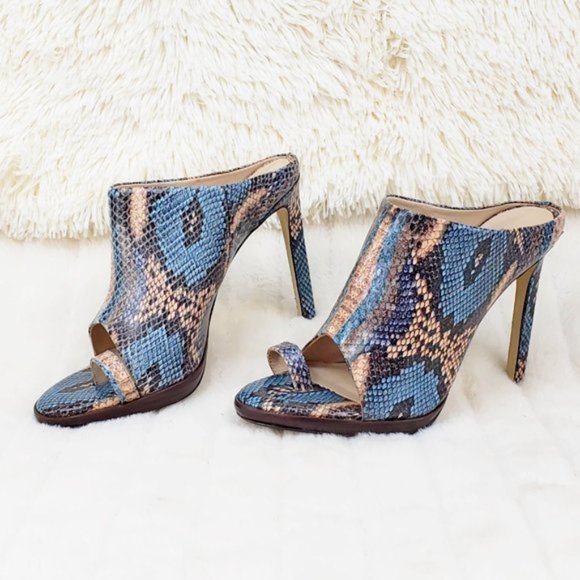 Rev it up slip on blue snake Leather Sandal Shoes - Picture 8 of 13